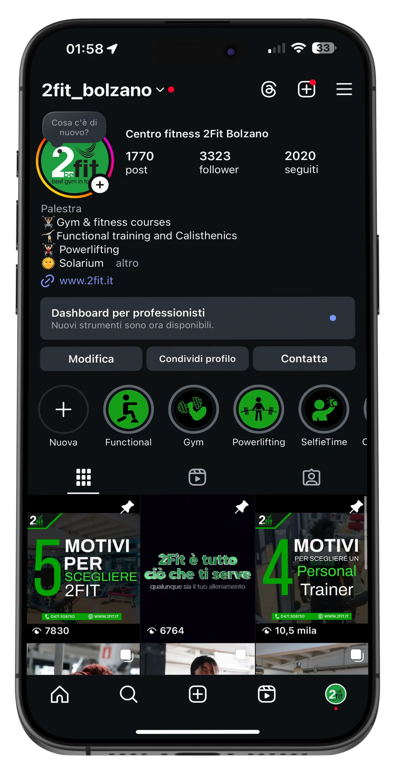 2Fit Telefono → "Social media management palestre Alto Adige – agenzia marketing Merano"