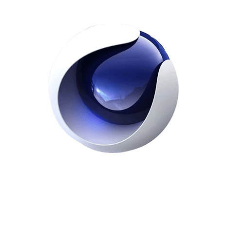 Logo Cinema 4D by MAXON con una sfera blu lucida parzialmente racchiusa da forme bianche lisce e curve su sfondo grigio chiaro, ideale per qualsiasi agenzia di marketing in Alto Adige, con il testo CINEMA 4D by MAXON sotto.