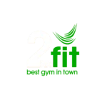 Logo con il testo 2 be fit in bianco e verde, le linee swoosh verdi sopra fit e la tagline best gym in town sotto in verde: perfetto per un'agenzia di marketing in Alto Adige alla ricerca di un branding distintivo.