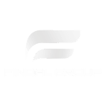 Logo grigio chiaro con una forma astratta curva sopra la scritta FINDAL GROUP in grassetto e maiuscolo, su sfondo bianco. Il design minimalista e moderno cattura l'essenza di un'Agenzia di marketing in Alto Adige.