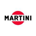 Logo con la parola MARTINI in grassetto nero, all'interno di un rettangolo bianco su un grande cerchio rosso, il tutto su uno sfondo grigio chiaro: perfetto per un'Agenzia di marketing in Alto Adige alla ricerca di un marchio che si distingua.