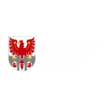 Logo con aquila rossa su scudo accanto al testo "Stadtgemeinde Meran Comune di Merano Assessorato ai giovani Referat für Jugend" su sfondo nero, realizzato in collaborazione con un'agenzia di marketing dell'Alto Adige.