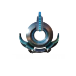Emblema futuristico e metallico, caratterizzato da un disegno circolare con accenti luminosi blu sopra il testo "OBLIVION EVENTS" in grassetto, bianco, in stile fantascientifico su sfondo nero.